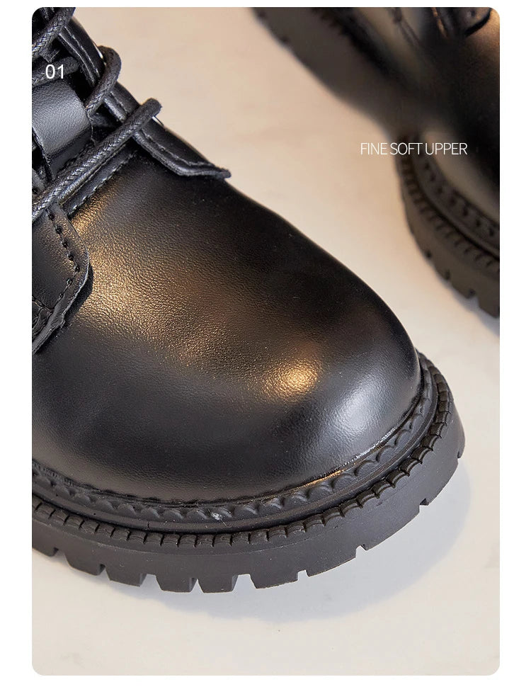 Bottes Hautes Fille Hiver Style Moto – Cuissardes Semelle Souple Plateforme Princesse Enfant