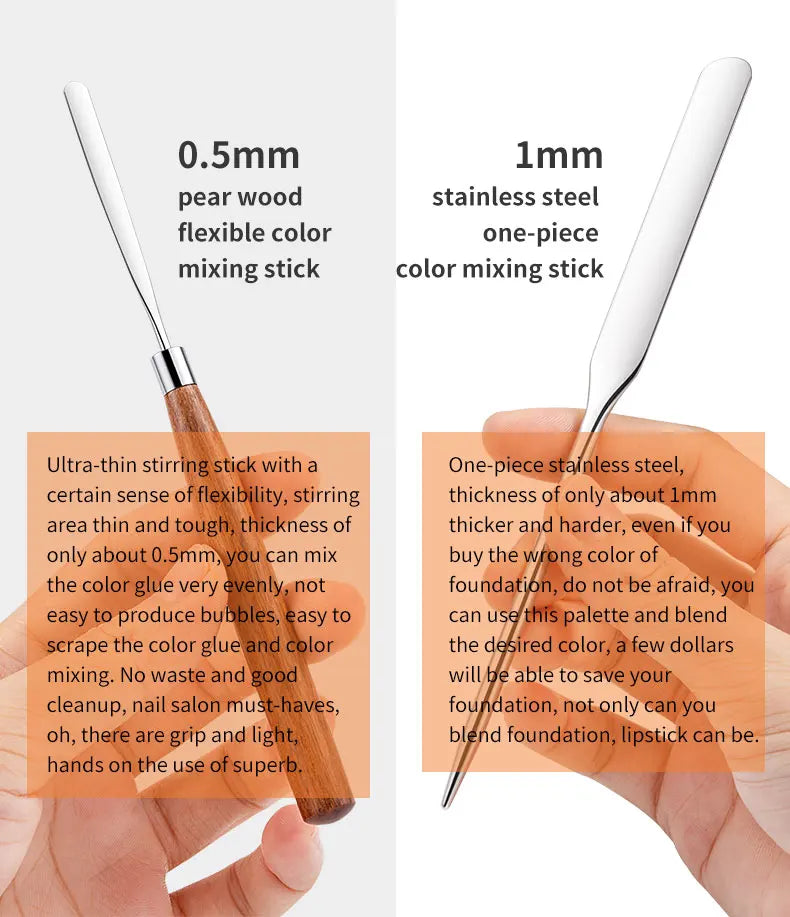 Spatule Inox Nail Art – Tige Mélangeuse Crème & Fond de Teint | Outil Mélange Maquillage & Accessoires