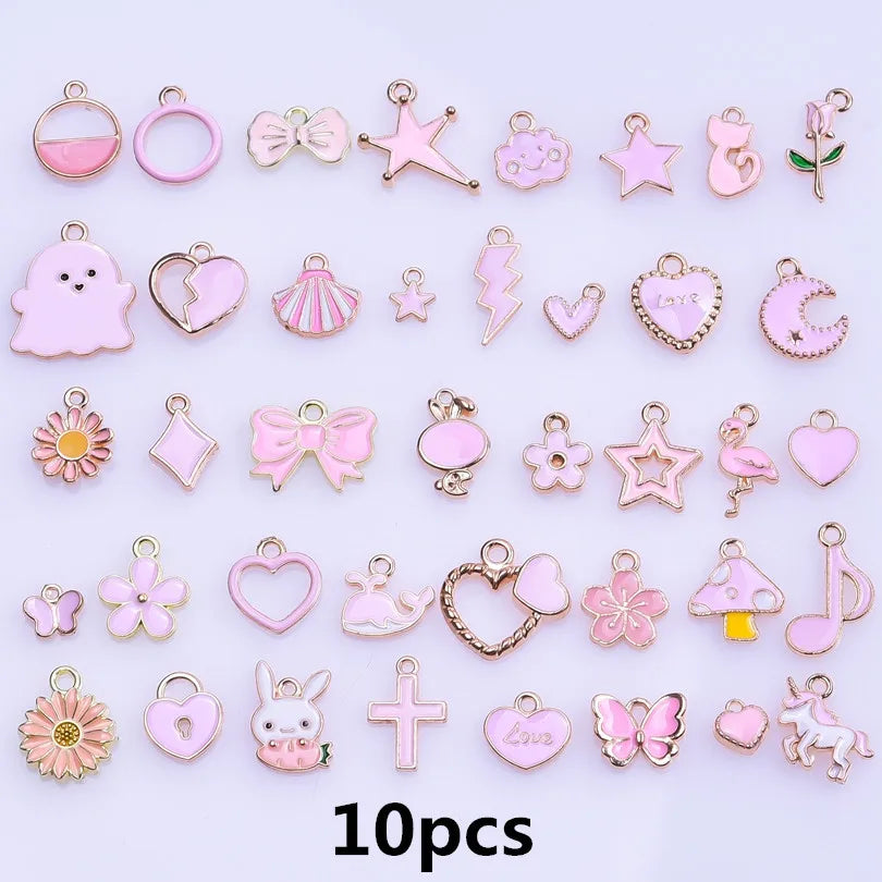 Pendentifs Émail & Breloques Fleurs Mix DIY – Matériaux Bijoux Fait Main en Vrac | Lot Assortiment Bracelet & Collier | Idéal Créatrices & Revendeuses