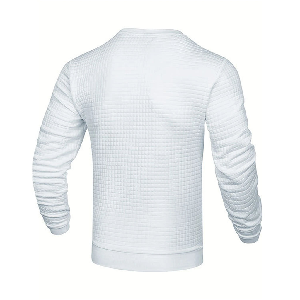Hoodie Homme Col Rond Jacquard Carreaux Waffle Texture Fashion Casual Chaud Tendance Streetwear – Sweat À Capuche Motif Carreaux Premium | Mode Homme Streetwear Premium