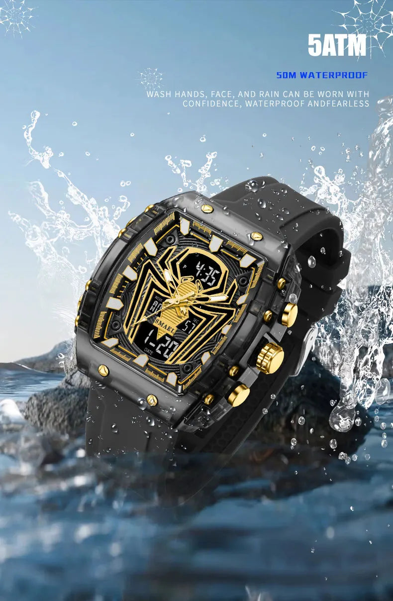 Montre Homme Digital Rectangle 8116 Double Fuseau – Sport Étanche 50M Électronique 2025