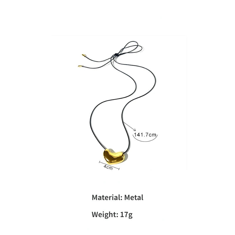 Collier Cordon Noir Pendentif Métal Irrégulier Statement – Bijou Femme Tendance Cool & Minimaliste | Accessoire Soirée, Fête & Cadeau Mode