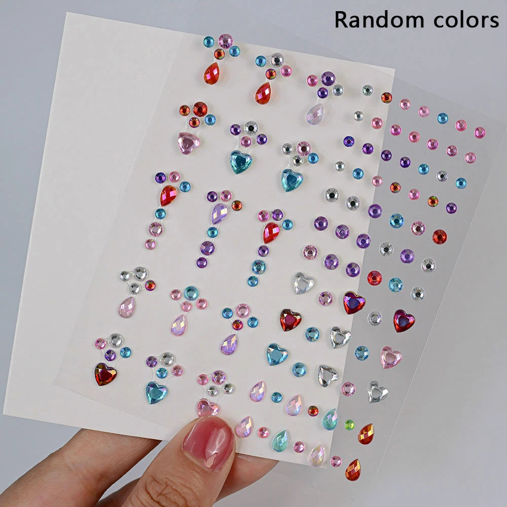 Stickers Strass Visage – Tatouages Temporaires Glitter Diamant | Fête & Maquillage