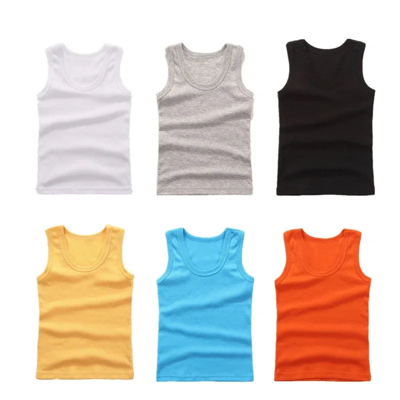 Débardeur Enfant Coton Couleur Unie – T-Shirt Sans Manches Sport Été Garçon Fille Casual