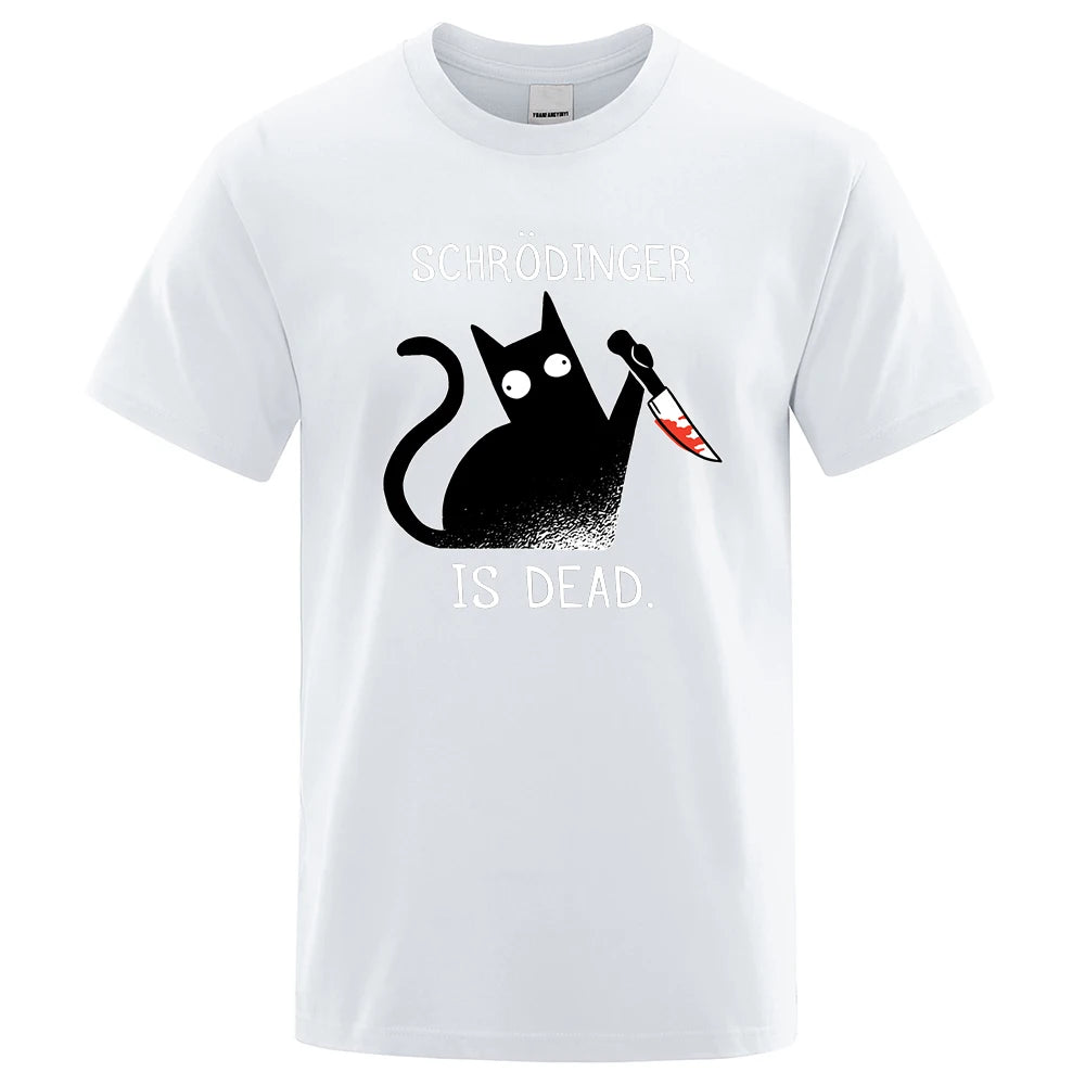 T-Shirt Homme Chat Noir Schrödinger Humour Science Coton Doux Oversize Manches Courtes Streetwear Pop Culture Geek Tendance Confortable – T-Shirt Geek Premium Chat Schrödinger Oversize | Mode Homme Pop Culture Geek Premium