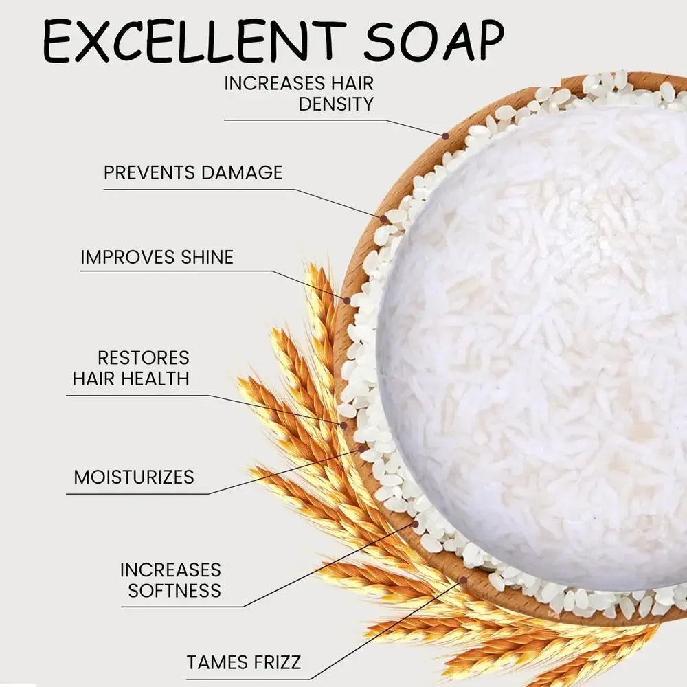 Shampoing Solide au Riz Biologique - Anti-Chute & Croissance Capillaire