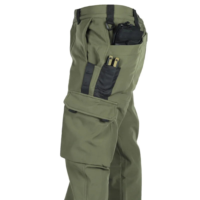 Herren Taktische Fleece Softshell Cargohose Multipocket Outdoor Wandern Sport Militär Warm Herbst Winter Arbeit – Premium Tactical Hose Allrounder | Outdoor Mode Premium Herren