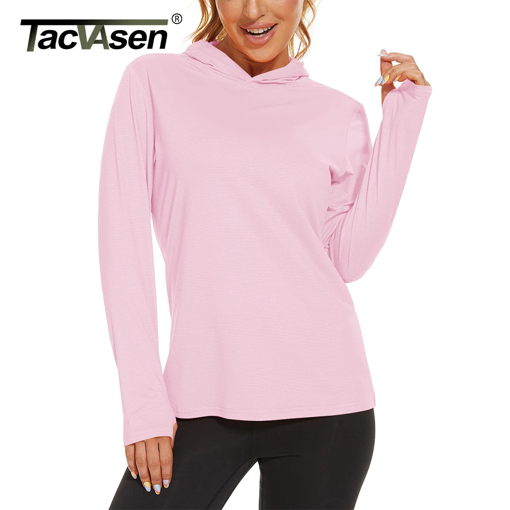 T-Shirt Anti-UV UPF 50+ À Capuche Manches Longues Femme - Pêche, Randonnée & Sport Outdoor | TACVASEN