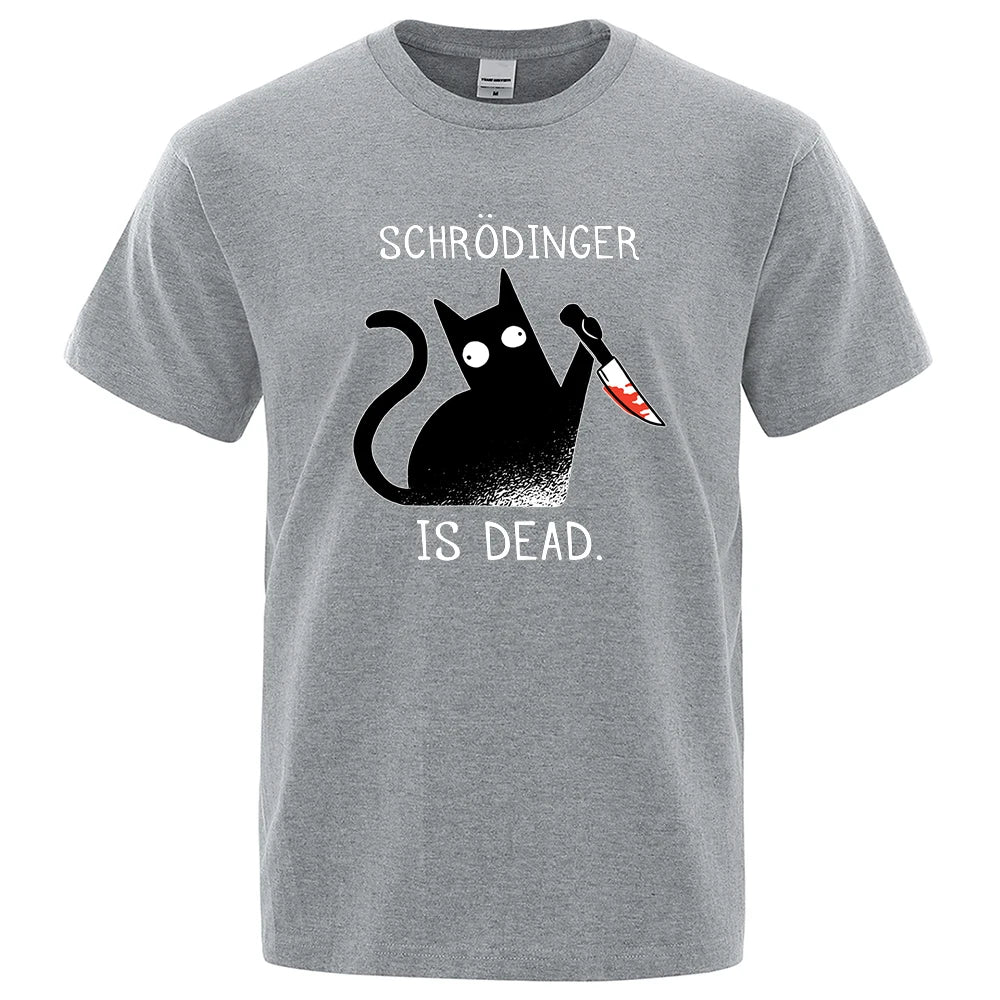 T-Shirt Homme Chat Noir Schrödinger Humour Science Coton Doux Oversize Manches Courtes Streetwear Pop Culture Geek Tendance Confortable – T-Shirt Geek Premium Chat Schrödinger Oversize | Mode Homme Pop Culture Geek Premium
