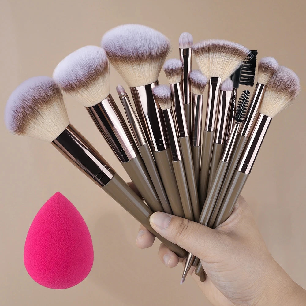 Set Pinceaux Maquillage Professionnel 1 à 20 Pcs – Blush, Highlighter, Fond de Teint & Fard | Ultra-Doux Femme