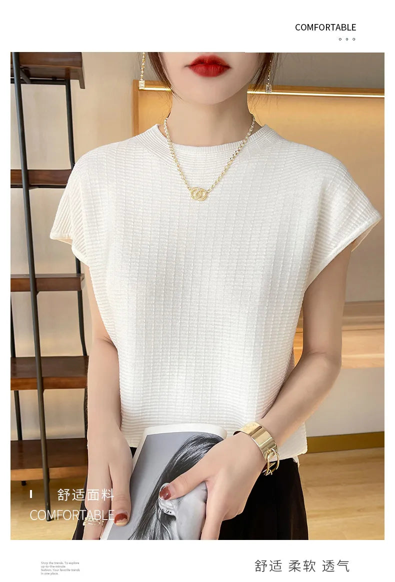 T-Shirt Femme Oversize Col Rond Uni Manches Courtes Doux Casual – Tee Mode Été Confortable | Basique Chic
