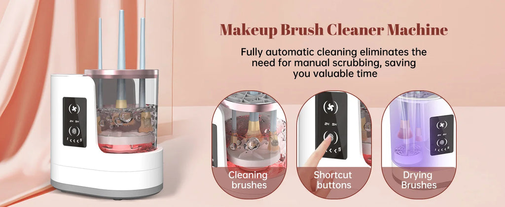 Machine Nettoyante Pinceaux Maquillage 3-en-1 Électrique USB – Séchoir & Support Portable | Nettoyeur Automatique Cosmétique