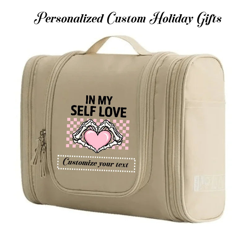 Trousse Maquillage Voyage Personnalisée – Grande Capacité à Suspendre | Cadeau Saint-Valentin