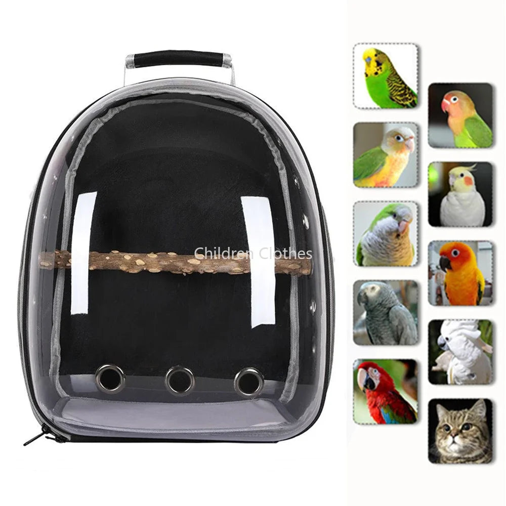 Sac Transport Perroquet & Oiseaux Backpack Acrylique – Perchoir, Mangeoire, Cage Portable | Perruche, Cocatièl & Lapin