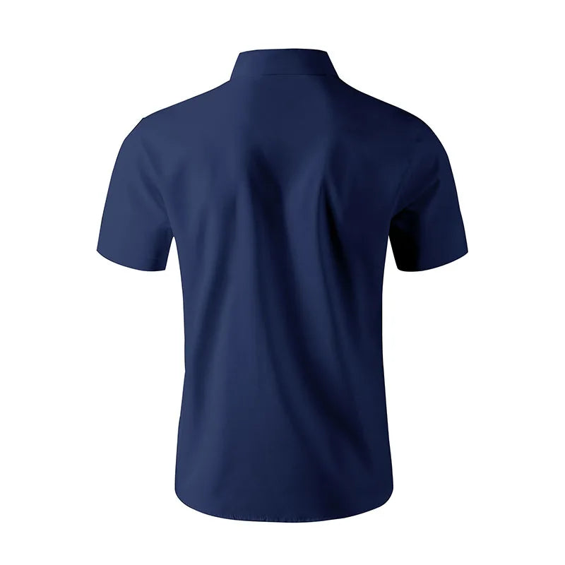 Chemise Homme Business Casual Couleur Unie Manches Courtes Été Sans Repassage Confortable Polyvalente Fashion Élégante Intemporelle – Chemise Premium Sans Repassage Business Casual Été | Mode Homme Business Casual Premium
