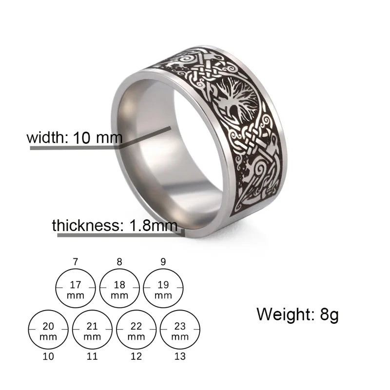 Bague Punk Acier Inoxydable Arbre de Vie Viking – Bague Couple Goth & Nordique | Bijou Homme & Femme | Cadeau Anniversaire & Fête Tendance