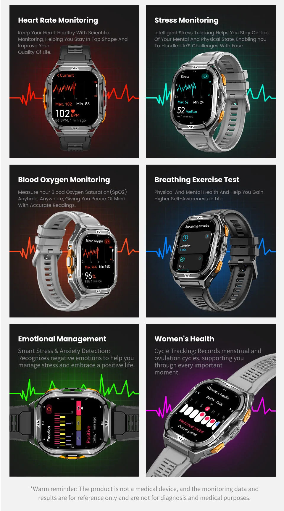 Smartwatch XIAOMI Sport GPS Boussole Appel BT Altimètre Santé – Étanche 3ATM Natation