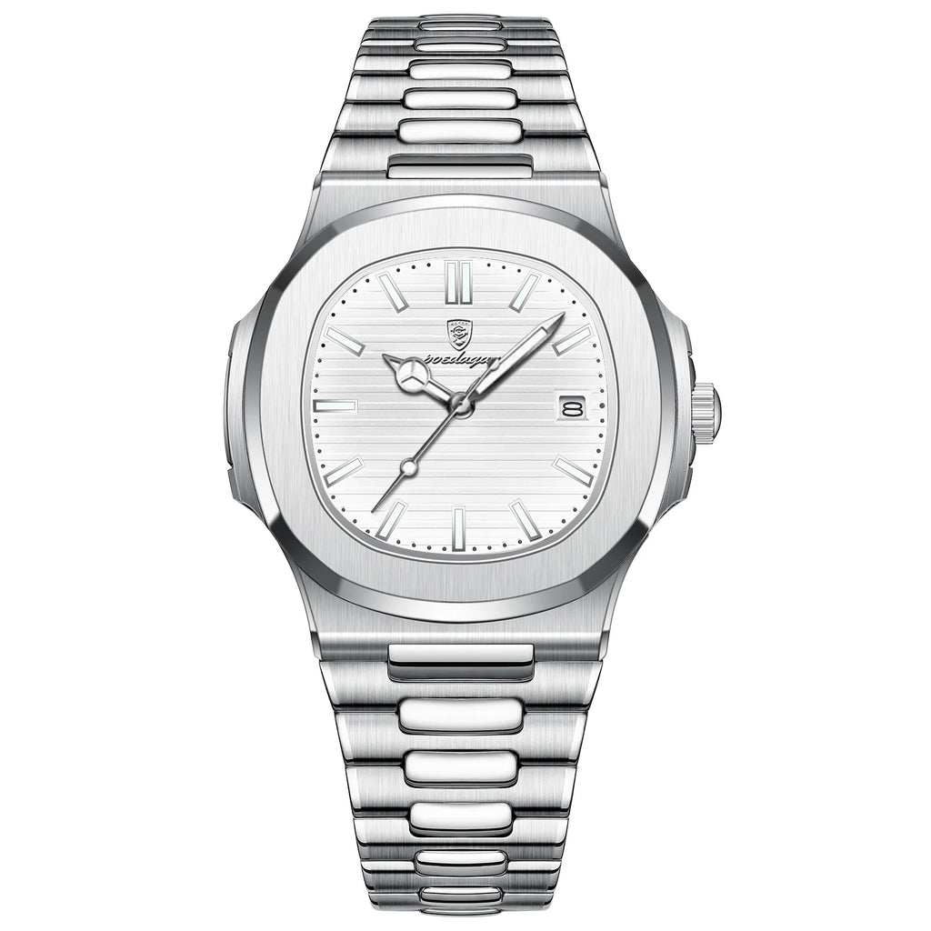 Montre Homme POEDAGAR Carré Luxe Quartz – Acier Lumineux Étanche Date Sport Business
