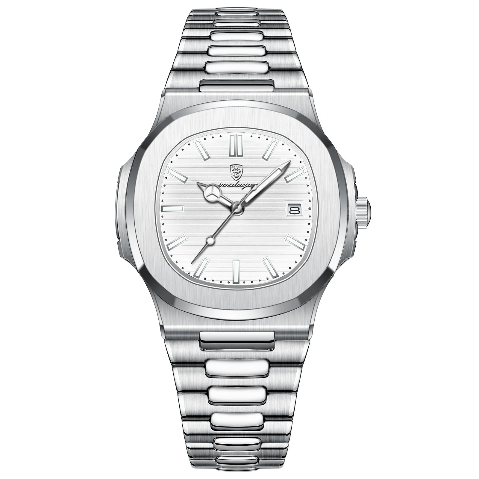 Montre Homme POEDAGAR Carré Luxe Quartz – Acier Lumineux Étanche Date Sport Business
