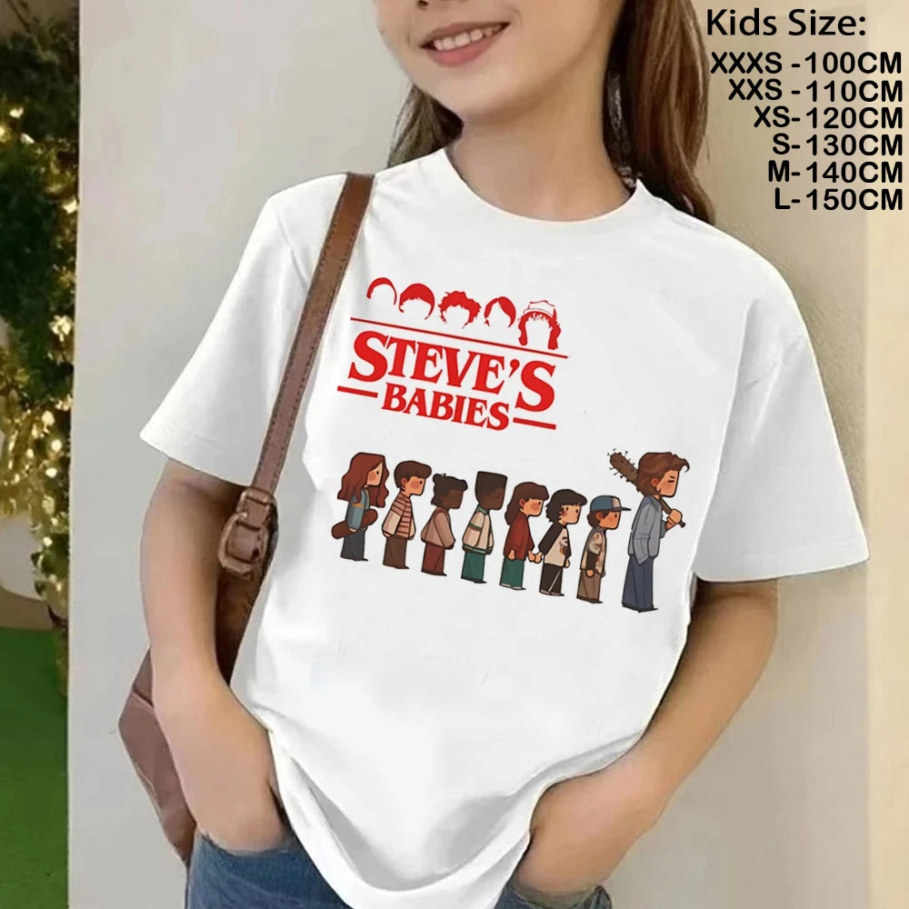 T-Shirt Enfant Imprimé Stranger Things Demogorgon – Manches Courtes Ample Casual | Fille & Garçon