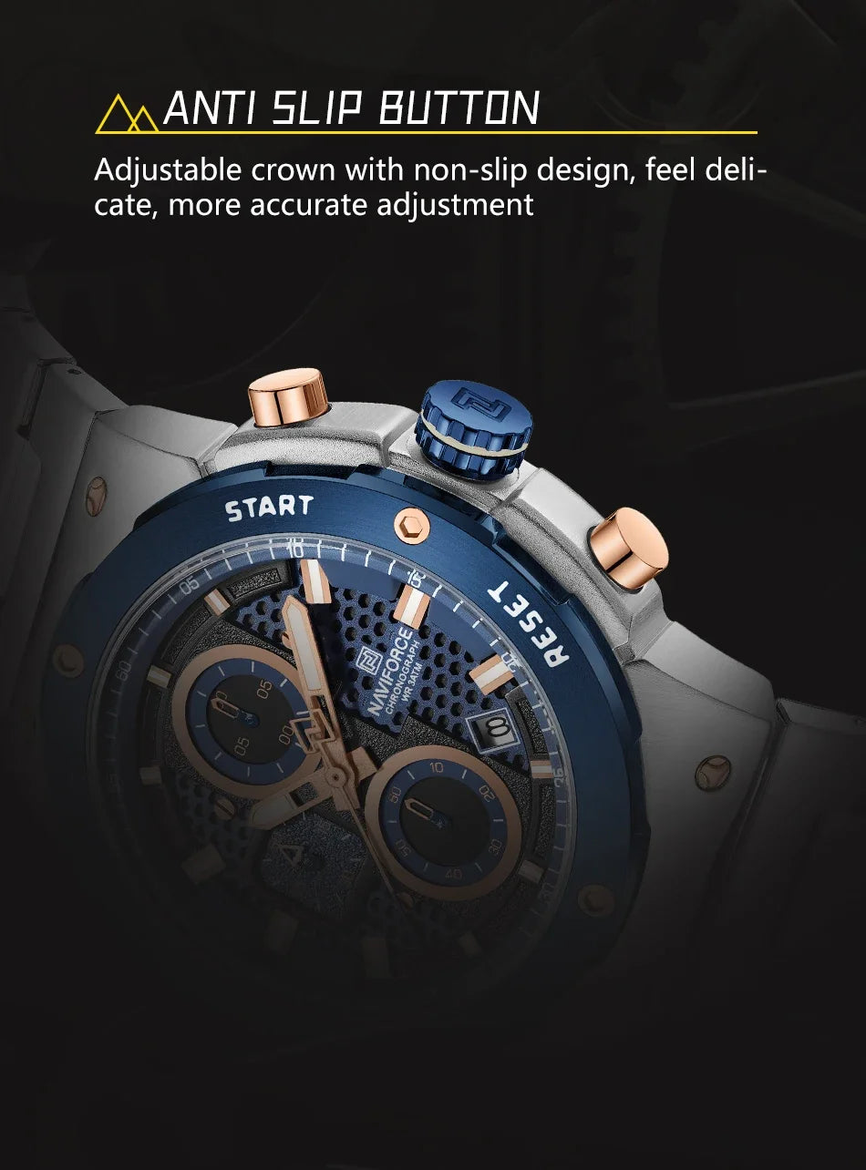 Montre Homme Chronographe Sport Luxe NAVIFORCE – Quartz Date Fashion Masculino