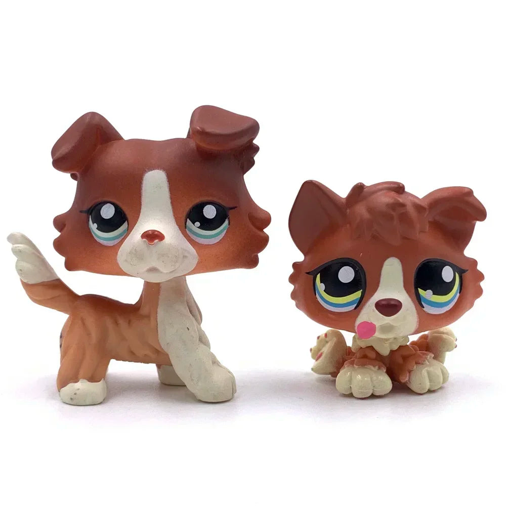 Lot 2 Figurines Animaux Rares LPS – Chat Mignon & Chien Tête Ballante Teckel Colley Cocker Danois | Jouet Collectionnable Enfants