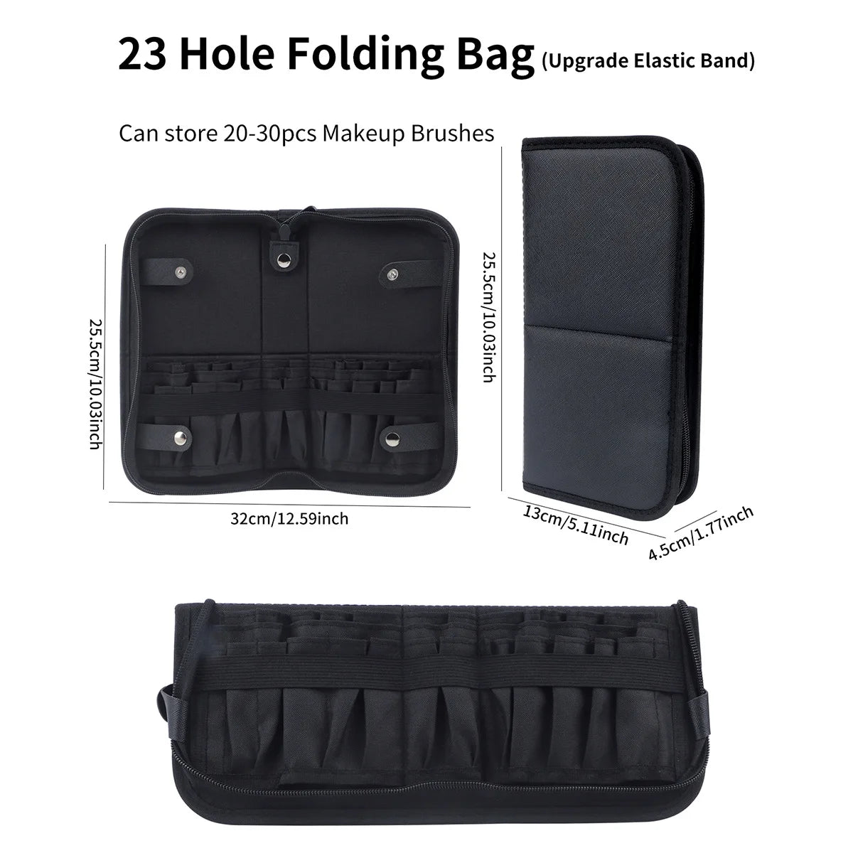Pochette Pinceaux Maquillage 14/23/29 Trous – Organisateur Oxford Noir Waterproof | Trousse Pinceaux Portable Professionnel