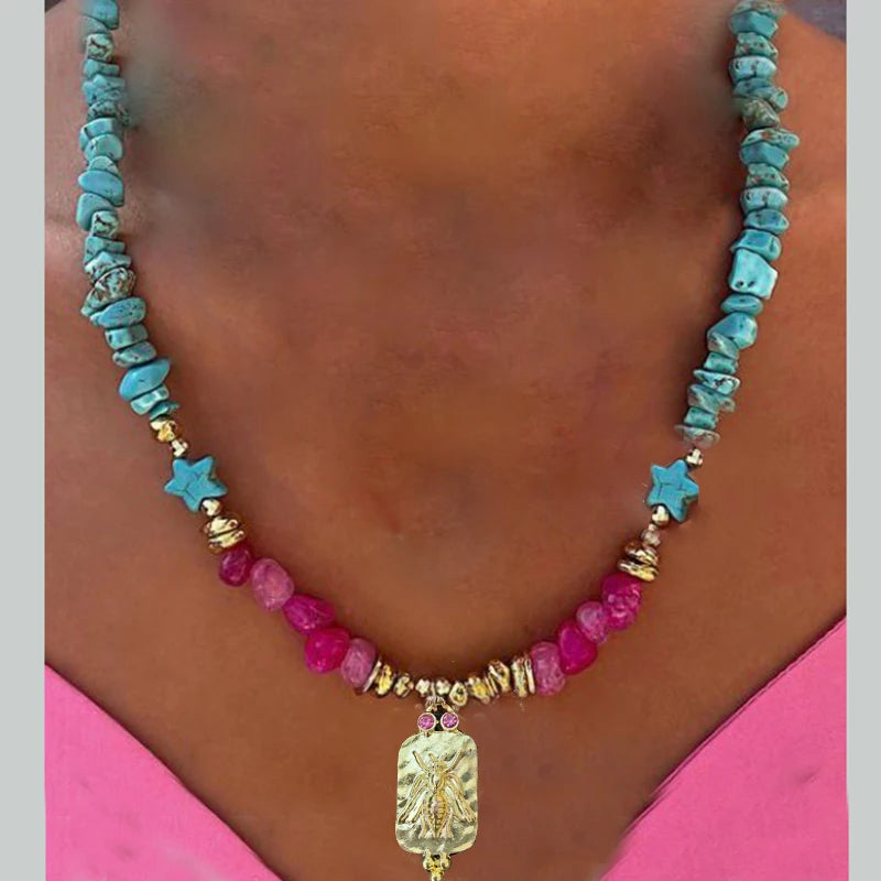 Collier Ras-du-Cou Boho Vintage – Cœur, Coquillage & Œil Turc | Bijou Femme Tendance Été & Plage | Accessoire Mode Charme
