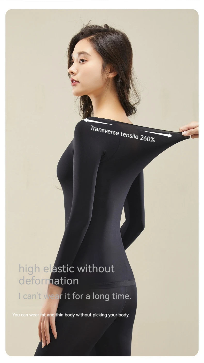 Set Sous-Vêtements Thermiques Femme - Ultra-Fins & Invisibles Automne Hiver