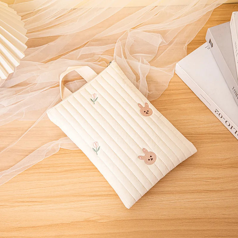 Sac à Langer Bébé Coton Broderie Ours – Pochette Couches Poussette Style Coréen Maman