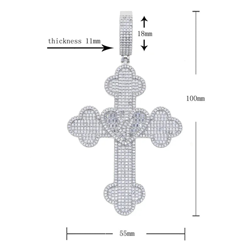 Collier Pendentif Hip Hop Bling 5A CZ Pavé Croix & Cœur Glacé – Chaîne Cuban Link, Tennis & Corde | Bijou Homme Rapper Streetwear Premium