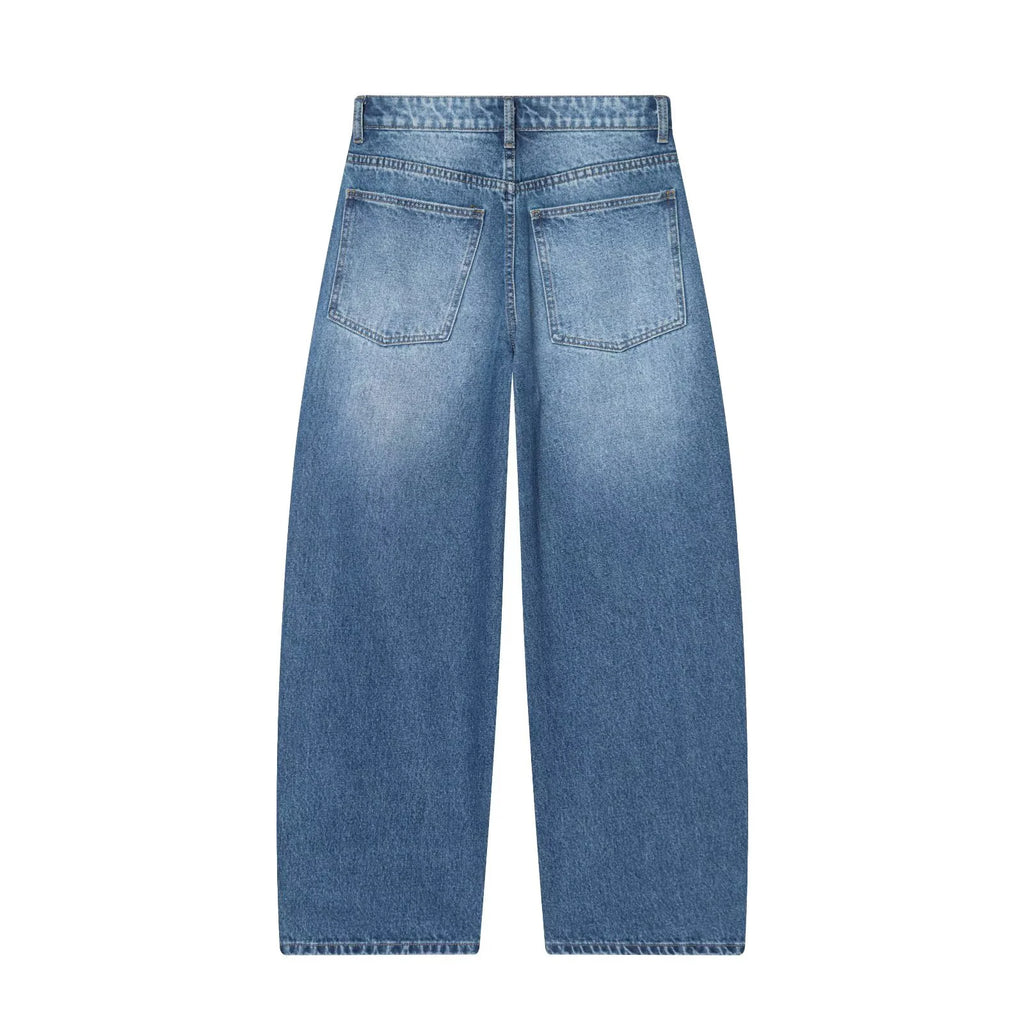 Jean Femme Taille Mi-Haute Coupe Ballon Style Américain – Loose Fit Denim Chic | Hiver 2025