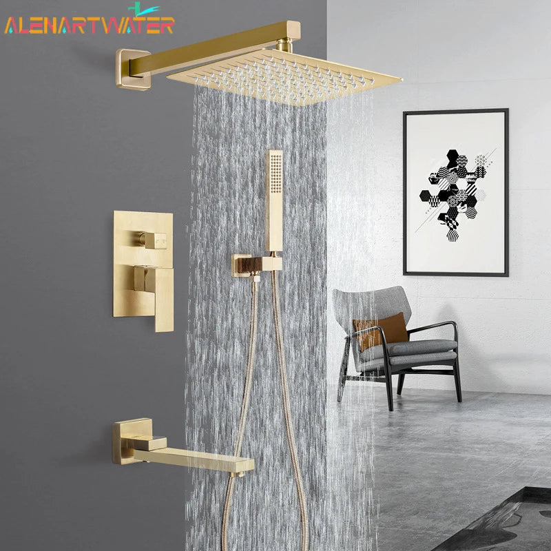 Système Douche LED Encastré – Pluie & Cascade, Bec Baignoire Pivotant, Mitigeur Eau Chaude & Froide | Salle de Bain Design