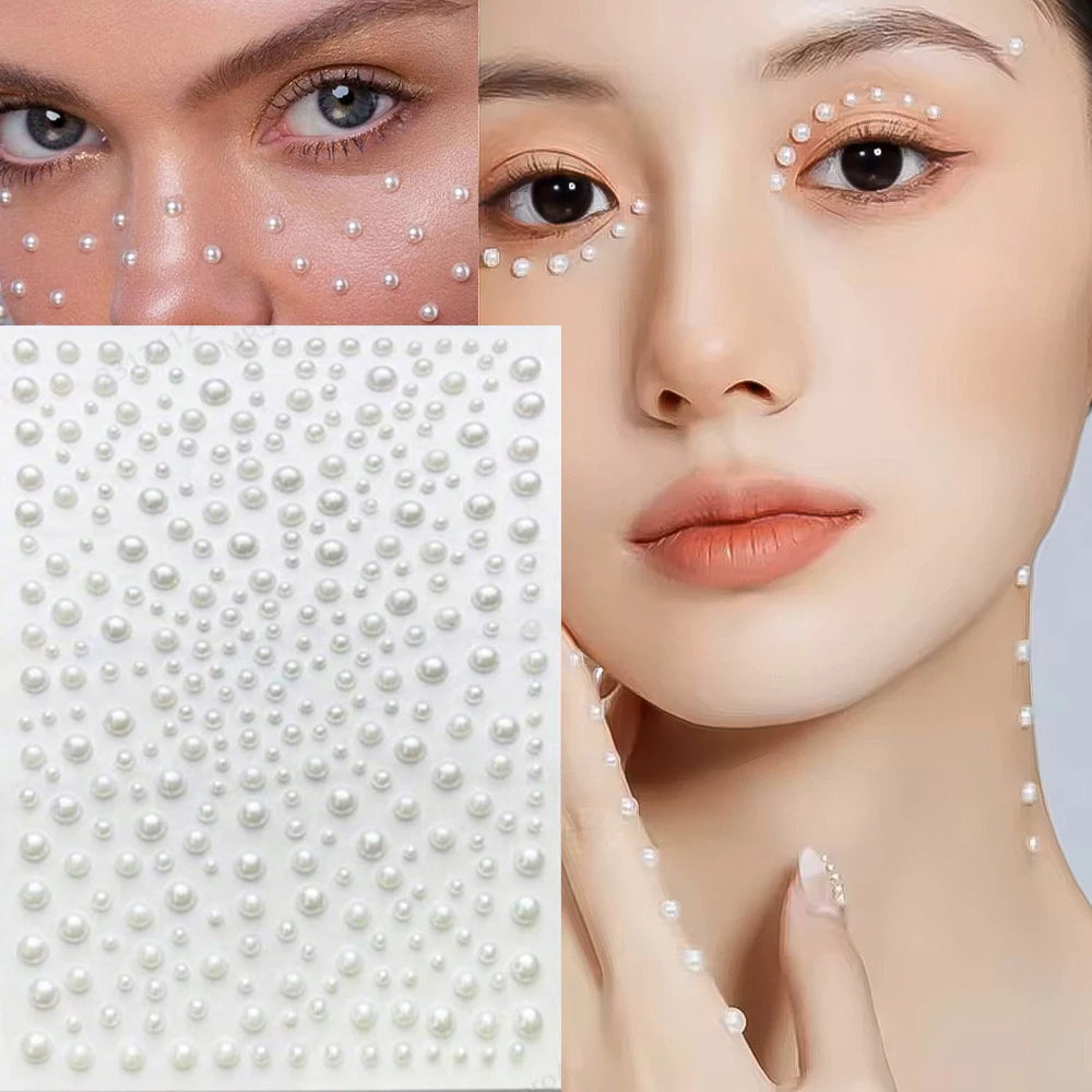 900 Strass Perle Visage 3/4/5mm – Stickers Autoadhésifs Waterproof | Bijoux Maquillage Mariage & Fête