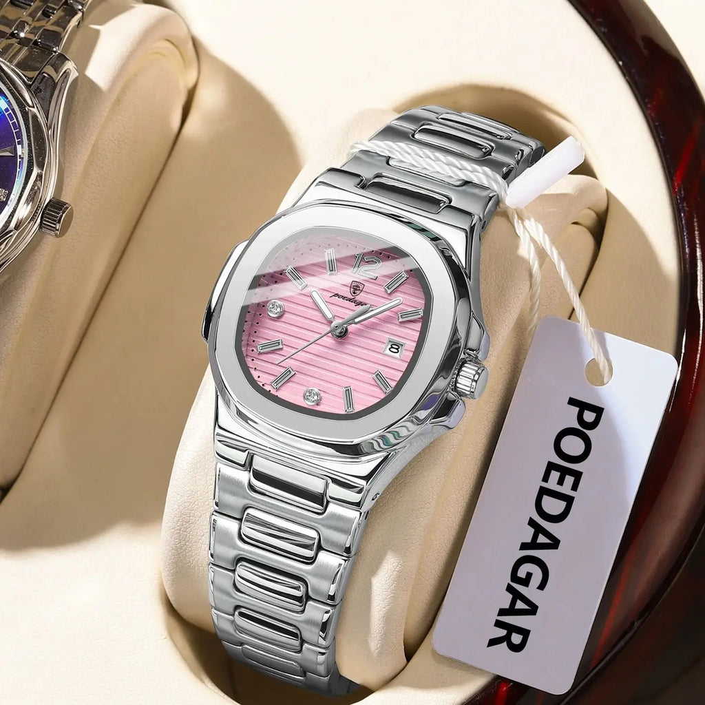 Montre Femme POEDAGAR Carrée Fashion Quartz – Lumineuse Étanche Date Luxe Haute Qualité