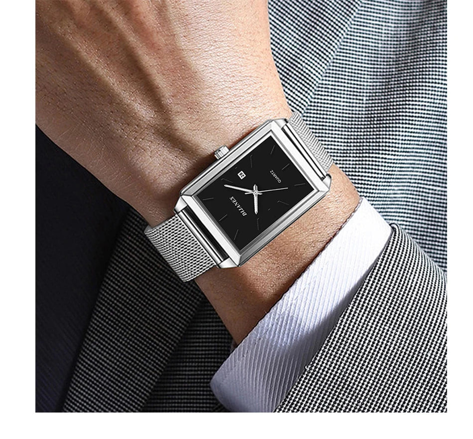 Herrenuhr Minimalistisch Ultra-Slim Quarz – Milanaise-Armband Business Casual Leicht