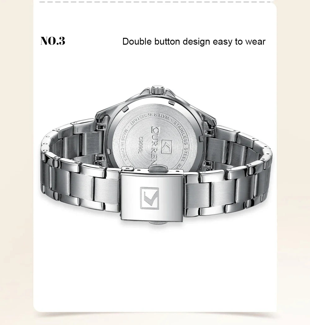 Montre Femme CURREN Fashion Casual Quartz – Acier Inoxydable Cadran Rond Simple Élégante