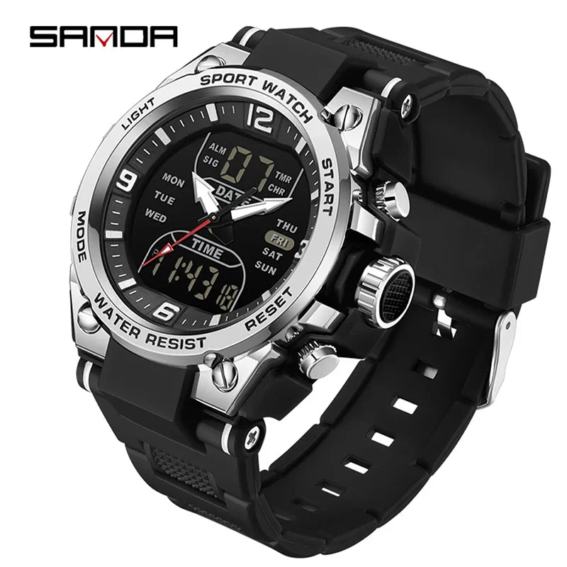 Montre Homme SANDA Militaire Tactique G-Style – LED Digital Quartz Étanche 50M Sport Luxe
