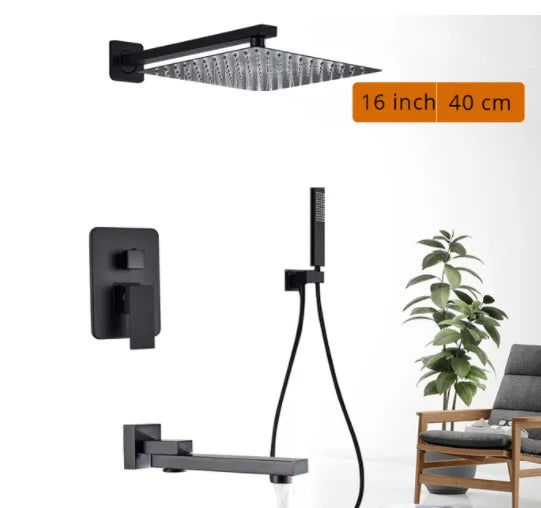 Système Douche LED Encastré – Pluie & Cascade, Bec Baignoire Pivotant, Mitigeur Eau Chaude & Froide | Salle de Bain Design