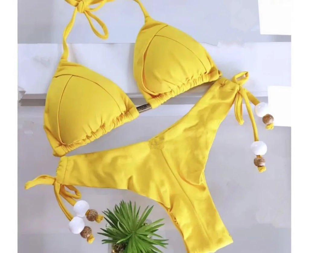 Bikini Femme Triangle Brésilien Push-Up – 13 Coloris | Maillot de Bain 2 Pièces Sexy Plage Été