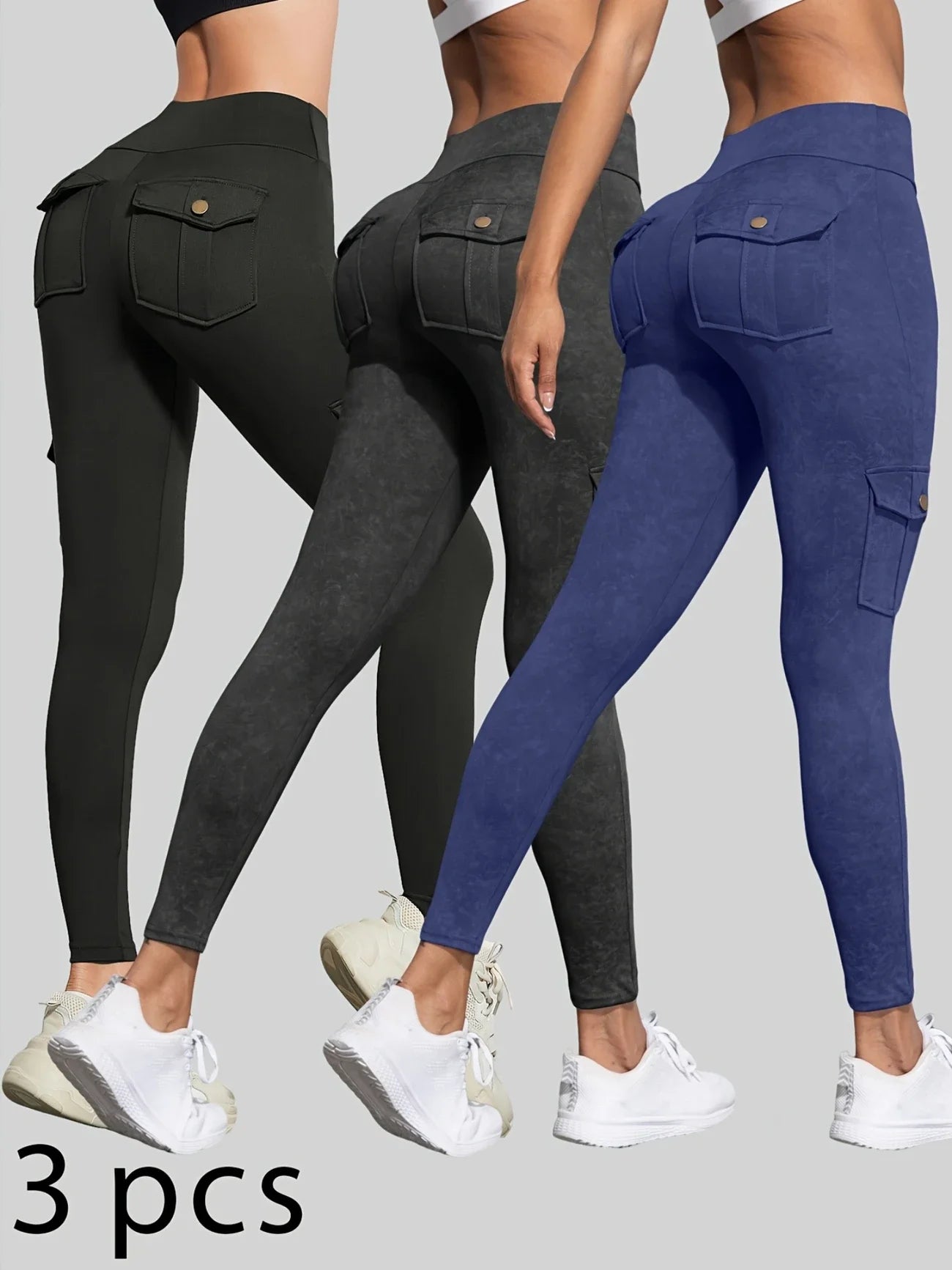 Damen Shaping-Leggings mit Taschen – Push-up-Effekt, Fitness & Streetwear | 1er- oder 3er-Pack