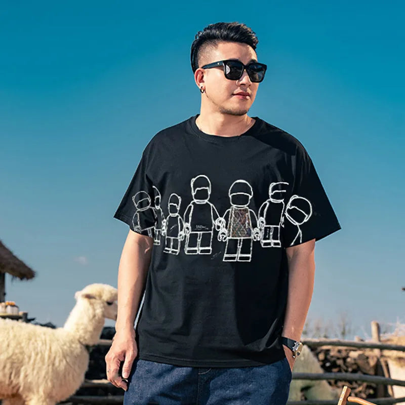 T-shirt Grande Taille 15XL Cartoon Homme – Col Rond Graphic Casual Été jusqu'à 200kg