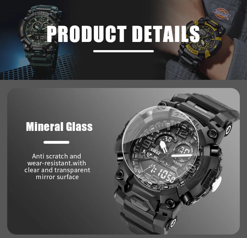 Montre Homme SMAEL 8099 Militaire Digital Sport – Étanche 50M LED Chronographe Antichoc