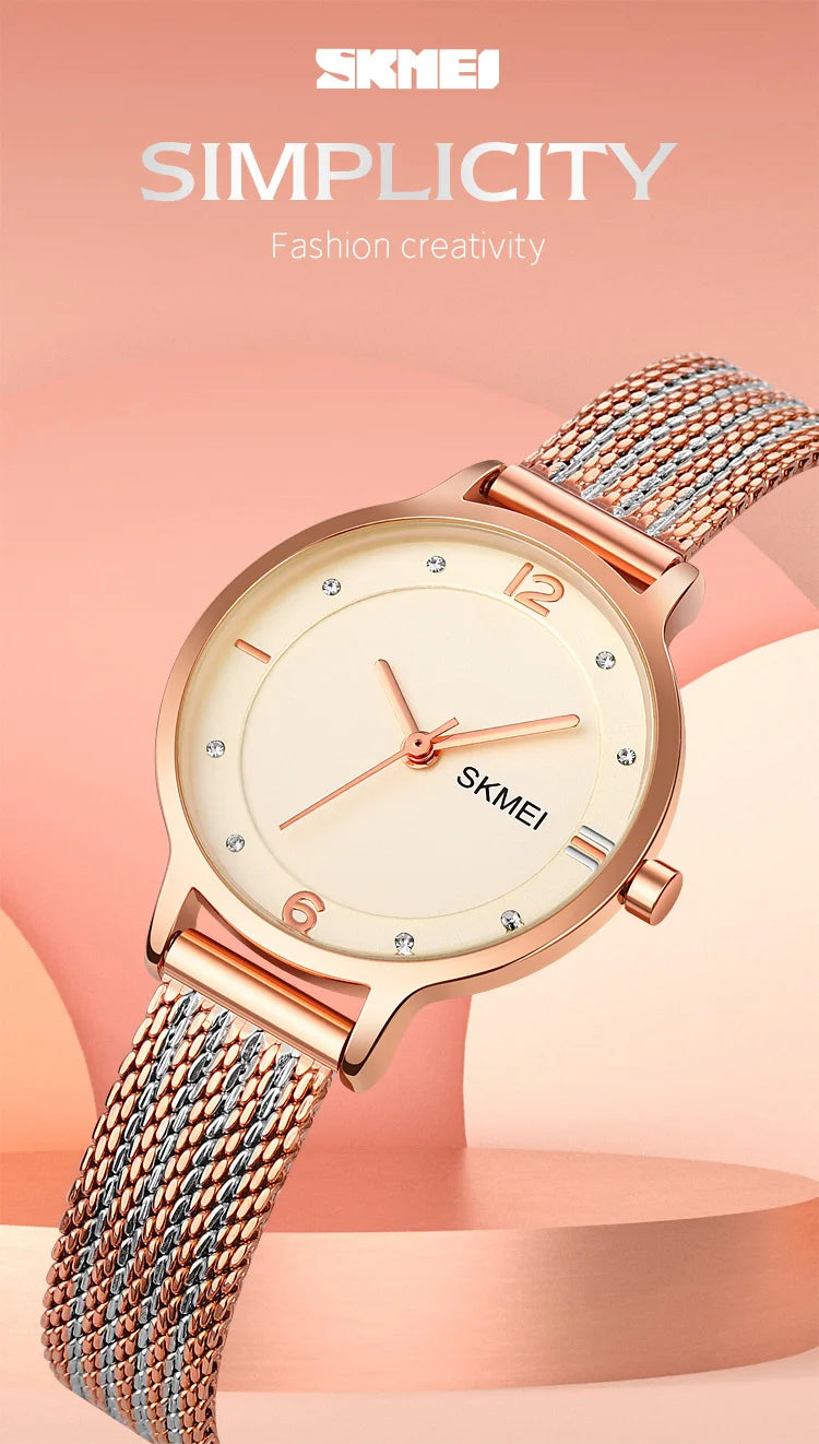 Montre Femme SKMEI 1874 Quartz Japonais Bracelet Acier Inoxydable – Fashion Luxe Élégante