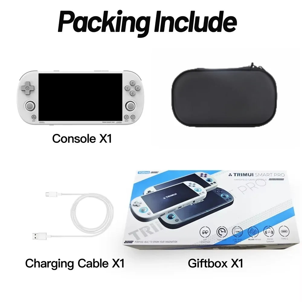 Trimui Smart Pro Console Rétro Portable 4.96'' IPS – Linux, Joystick RGB | Cadeau Gaming Jeux Rétro