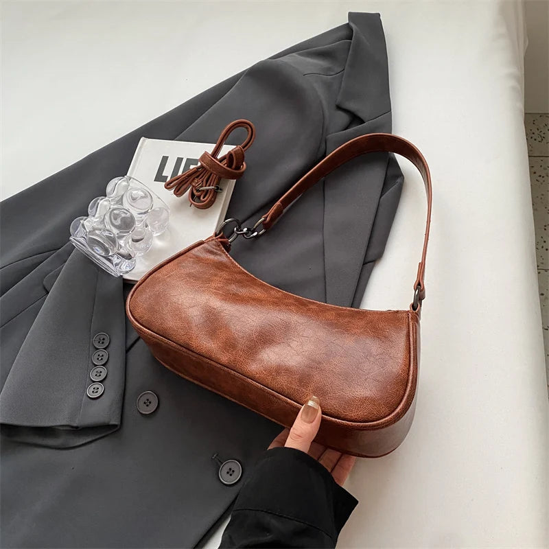 Sac Épaule Femme Cuir PU Double Poches Tendance 2025 – Sac Crossbody Underarm Chic