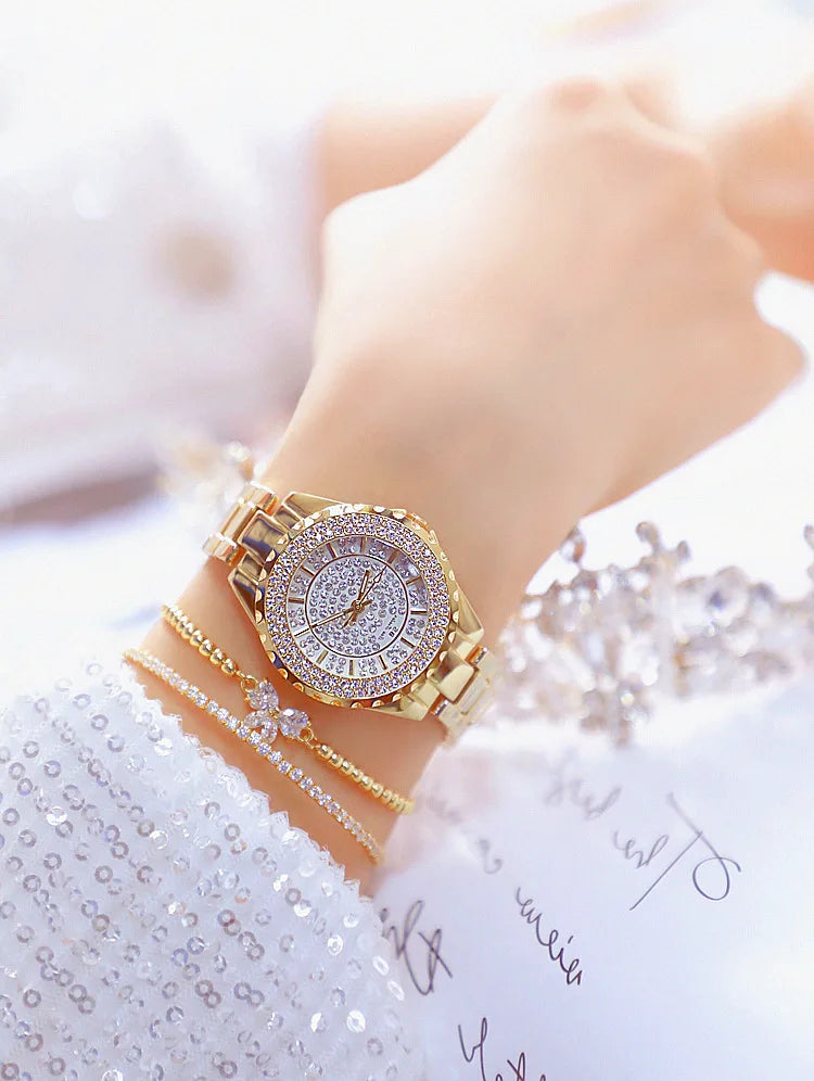 Montre Femme Or Bracelet Dress Luxe 2025 – Acier Complet Élégante Fashion Top Brand
