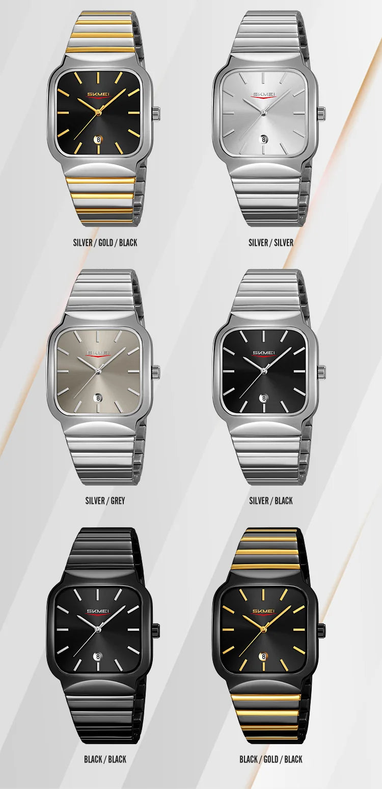 Montre Unisexe SKMEI Luxe Quartz Bracelet Acier – Analogique Date Étanche Fashion