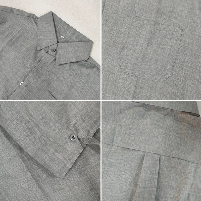 Herrenhemd Leinen Baumwolle Sommer Kurzarm Casual Unifarben Umlegekragen Formell Strand Leicht Atmungsaktiv – Lässiges Schickes Trendhemd | Premium Herrenmode