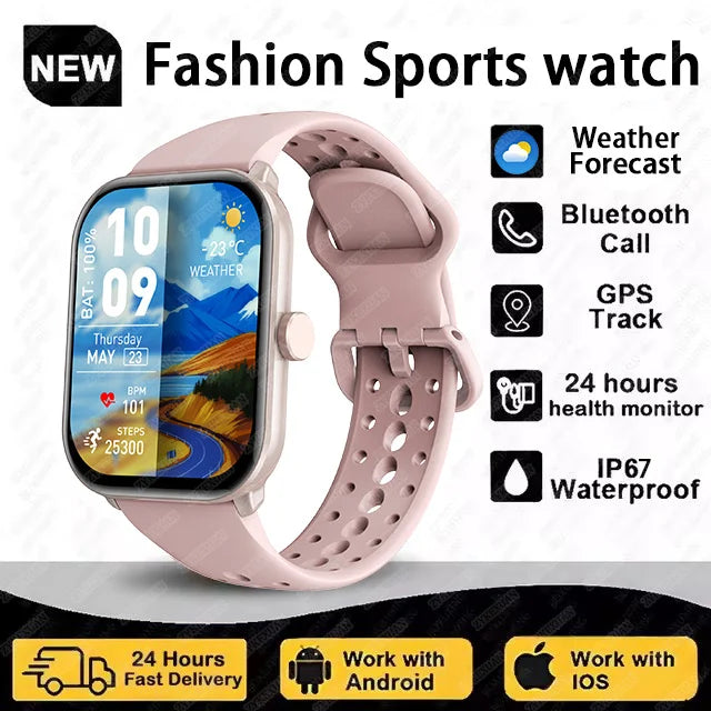 Montre Connectée Unisexe Écran AMOLED – GPS, Appels Bluetooth & Suivi Cardio | Étanche | Sport & Fitness | Android & iOS